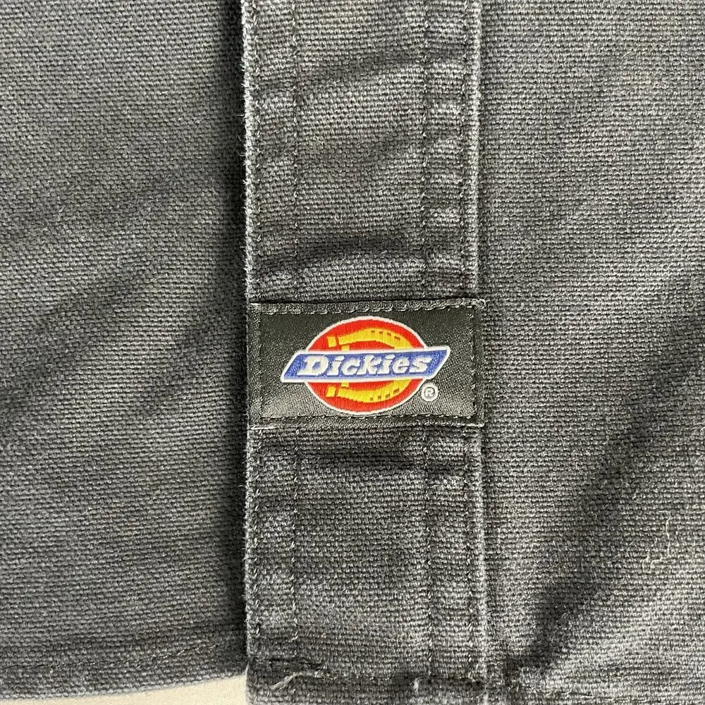Dickies Flannel Lined Denim Jacket Mens XL Black Shacket Work Wear Utility VTG